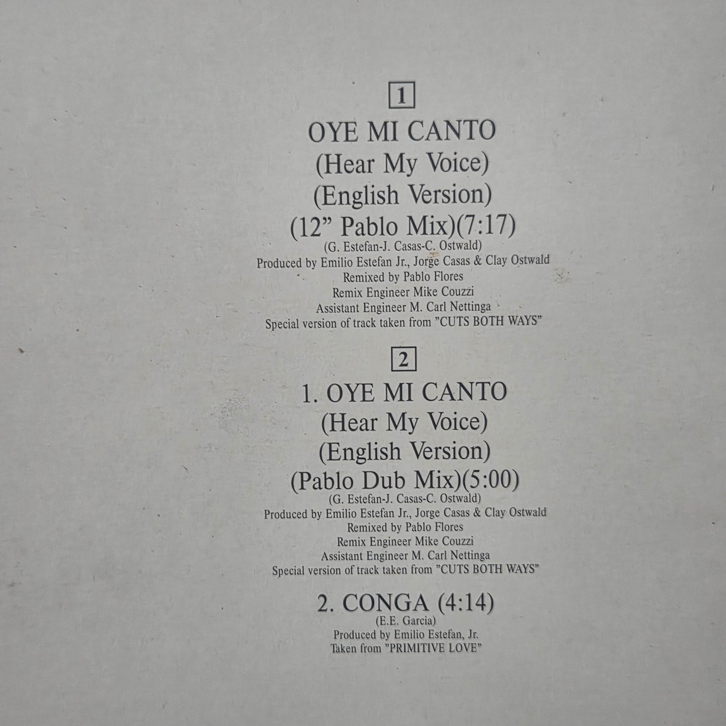 Gloria Estefan Oye Mi Canto MAXI VG+