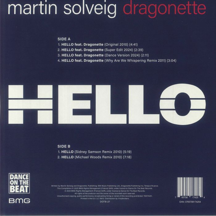 Martin Solveig Feat. Dragonette Hello Maxi Nuevo de Fabrica Reedicion 2025