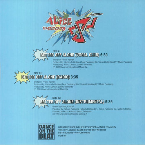 Alice Dj Better Off Alone Maxi Nuevo de Fabrica Reedicion 2025