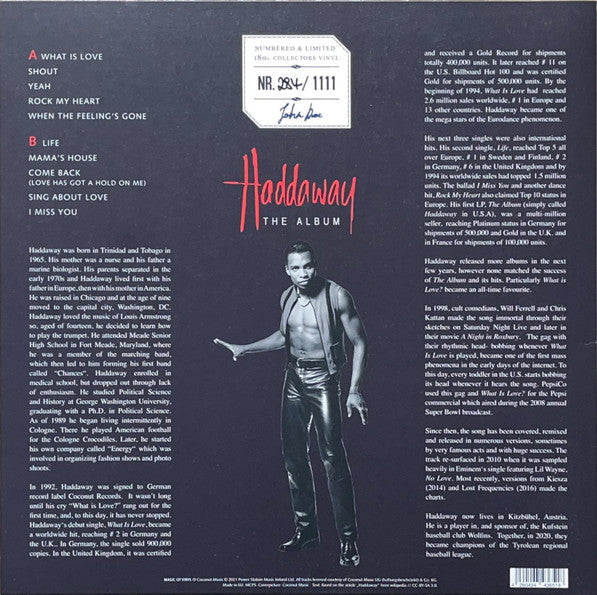 Haddaway The Album Hits LP Mint Cerrado