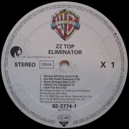 ZZ Top Eliminator Un Clasico!!!! LP Near Mint